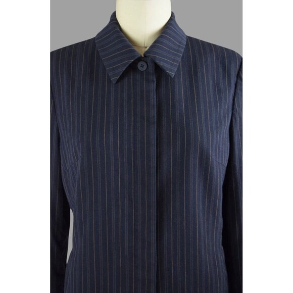 LES COPAINS VINTAGE STRIPED BLACK BUTTON UP JACKET - Picture 2 of 7